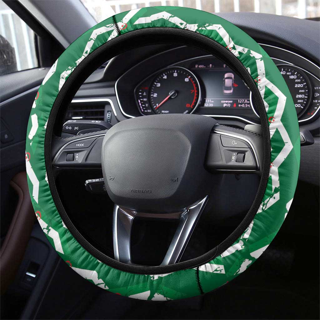 Algeria Steering Wheel Cover Fennec And Iris Grunge Style - Wonder Print Shop