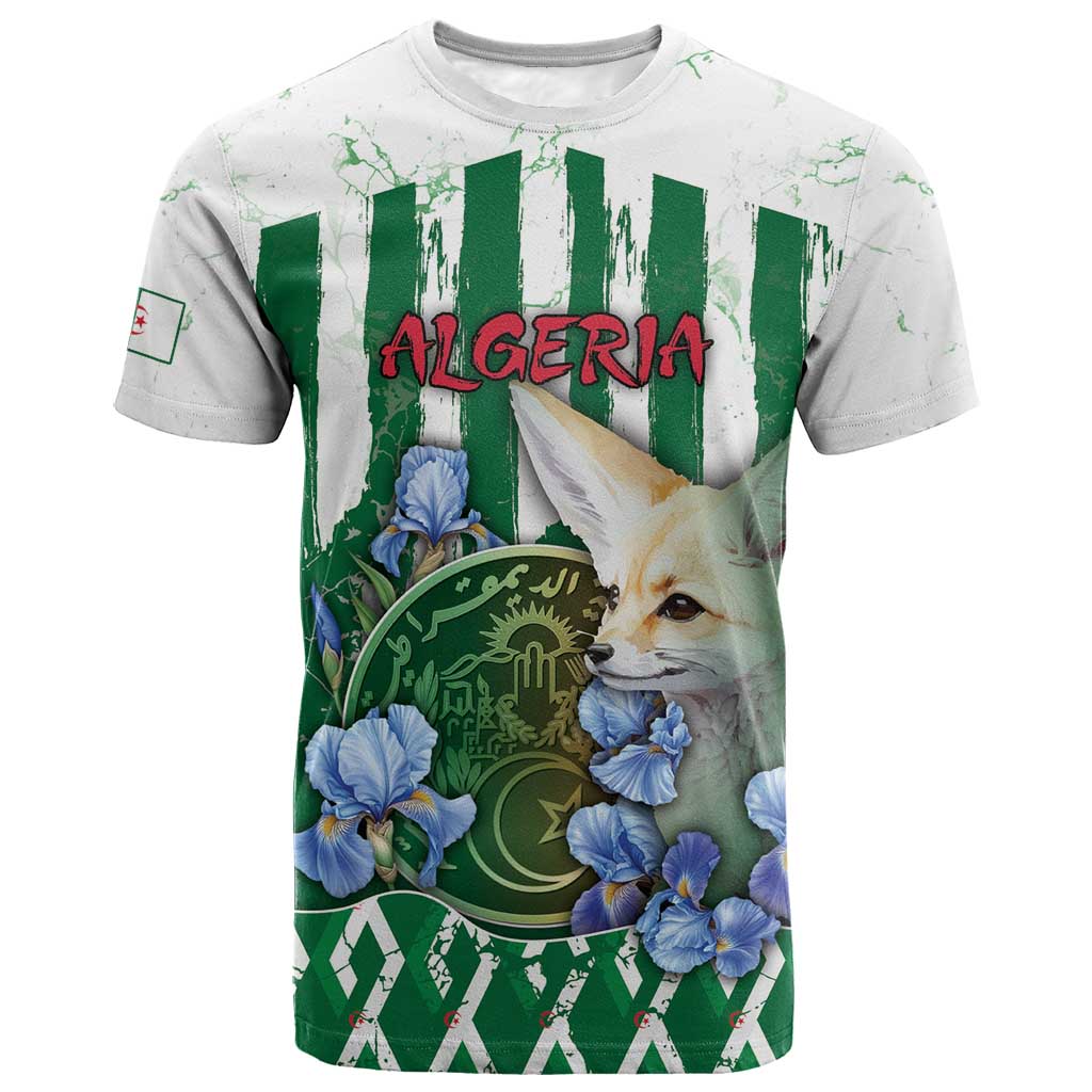 Personalized Algeria T shirt Fennec And Iris Grunge Style - Wonder Print Shop