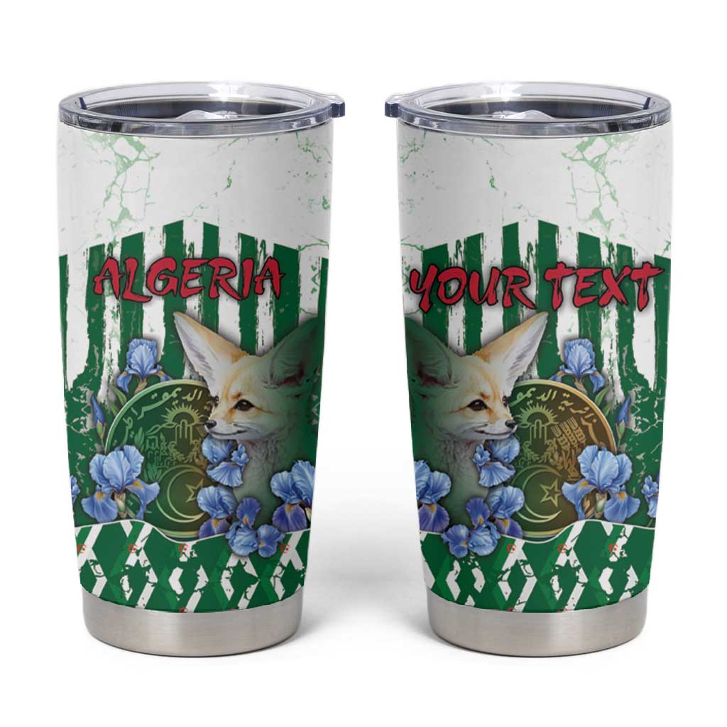 Personalized Algeria Tumbler Cup Fennec And Iris Grunge Style - Wonder Print Shop
