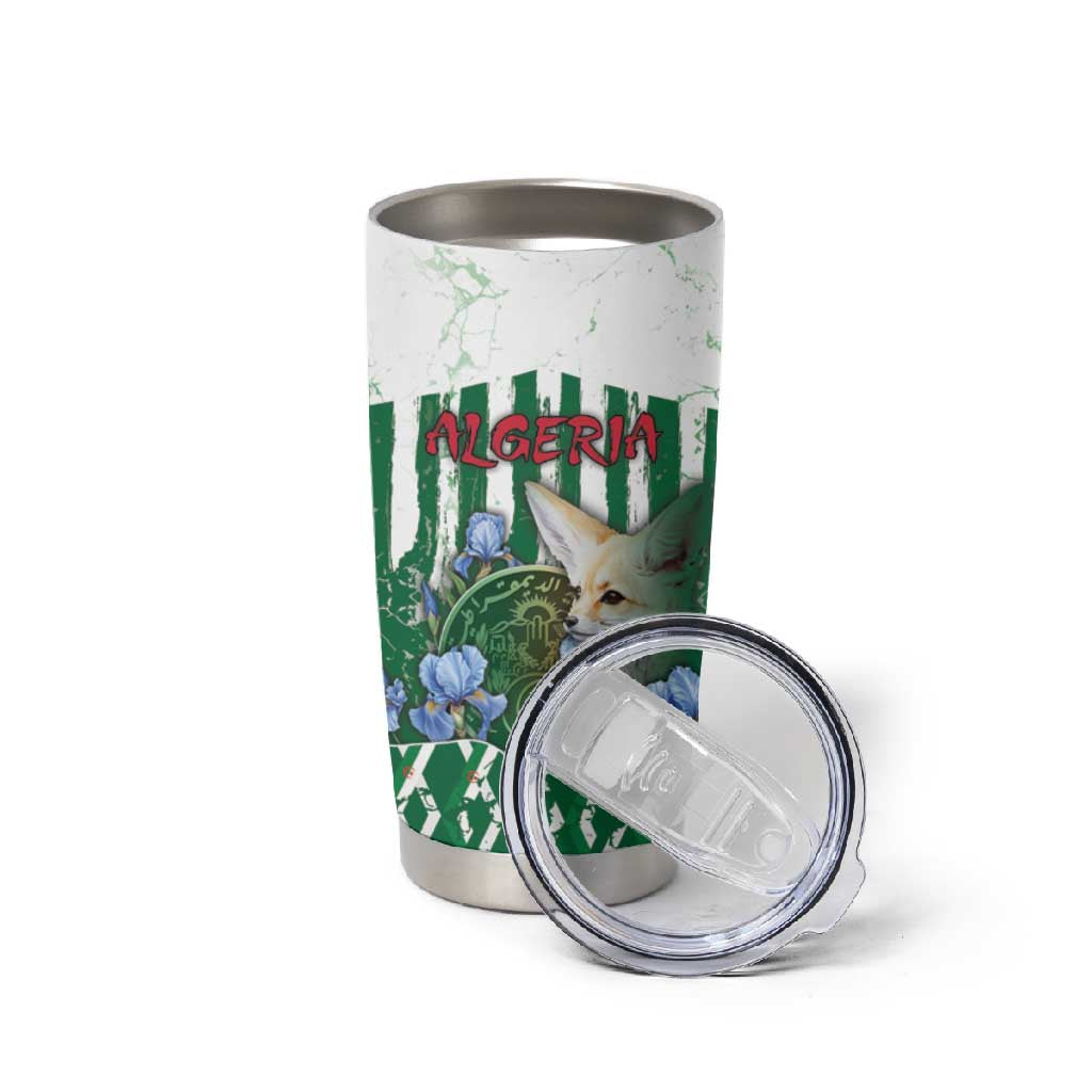 Personalized Algeria Tumbler Cup Fennec And Iris Grunge Style - Wonder Print Shop