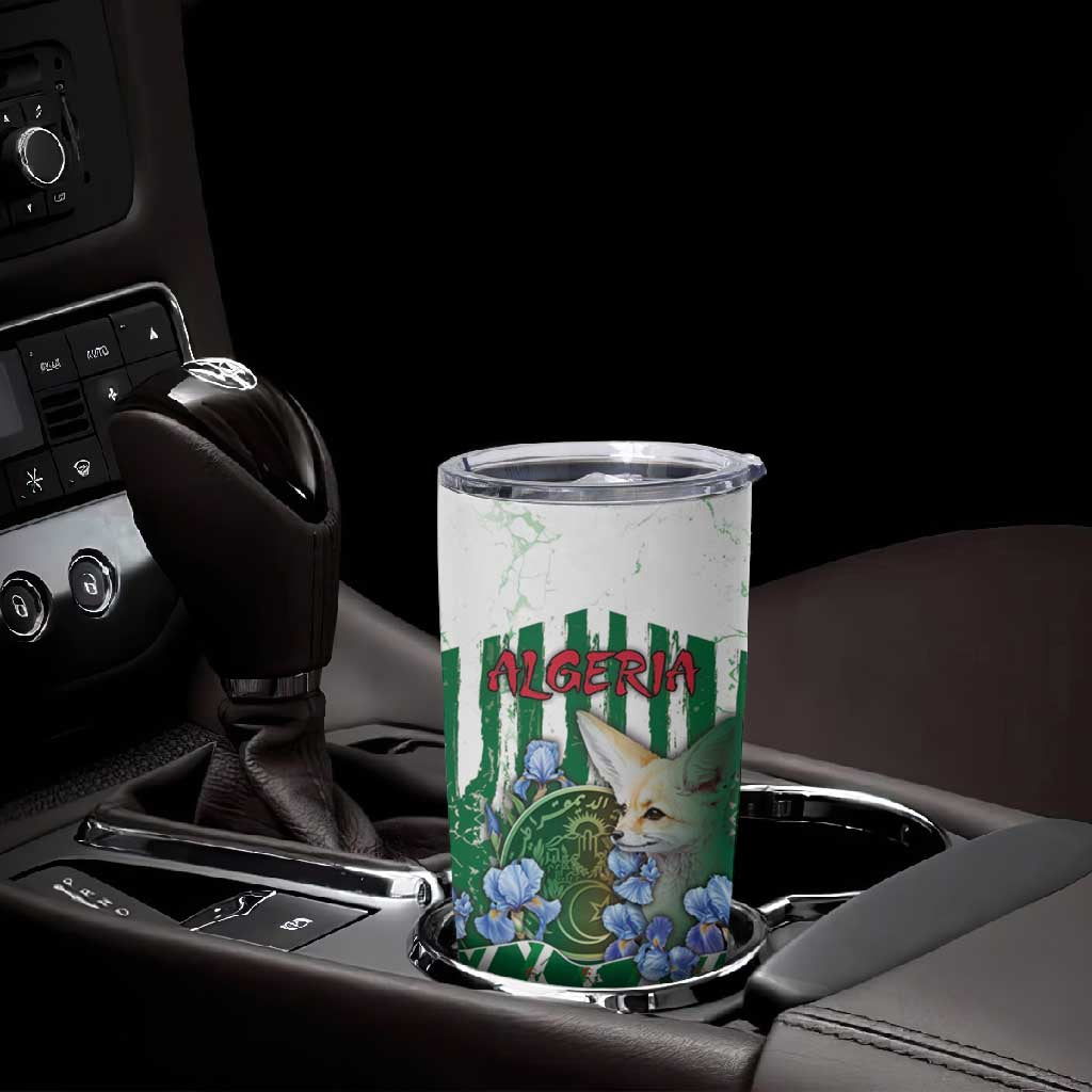 Personalized Algeria Tumbler Cup Fennec And Iris Grunge Style - Wonder Print Shop