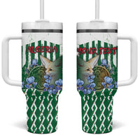 Personalized Algeria Tumbler With Handle Fennec And Iris Grunge Style - Wonder Print Shop