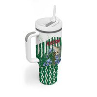 Personalized Algeria Tumbler With Handle Fennec And Iris Grunge Style - Wonder Print Shop