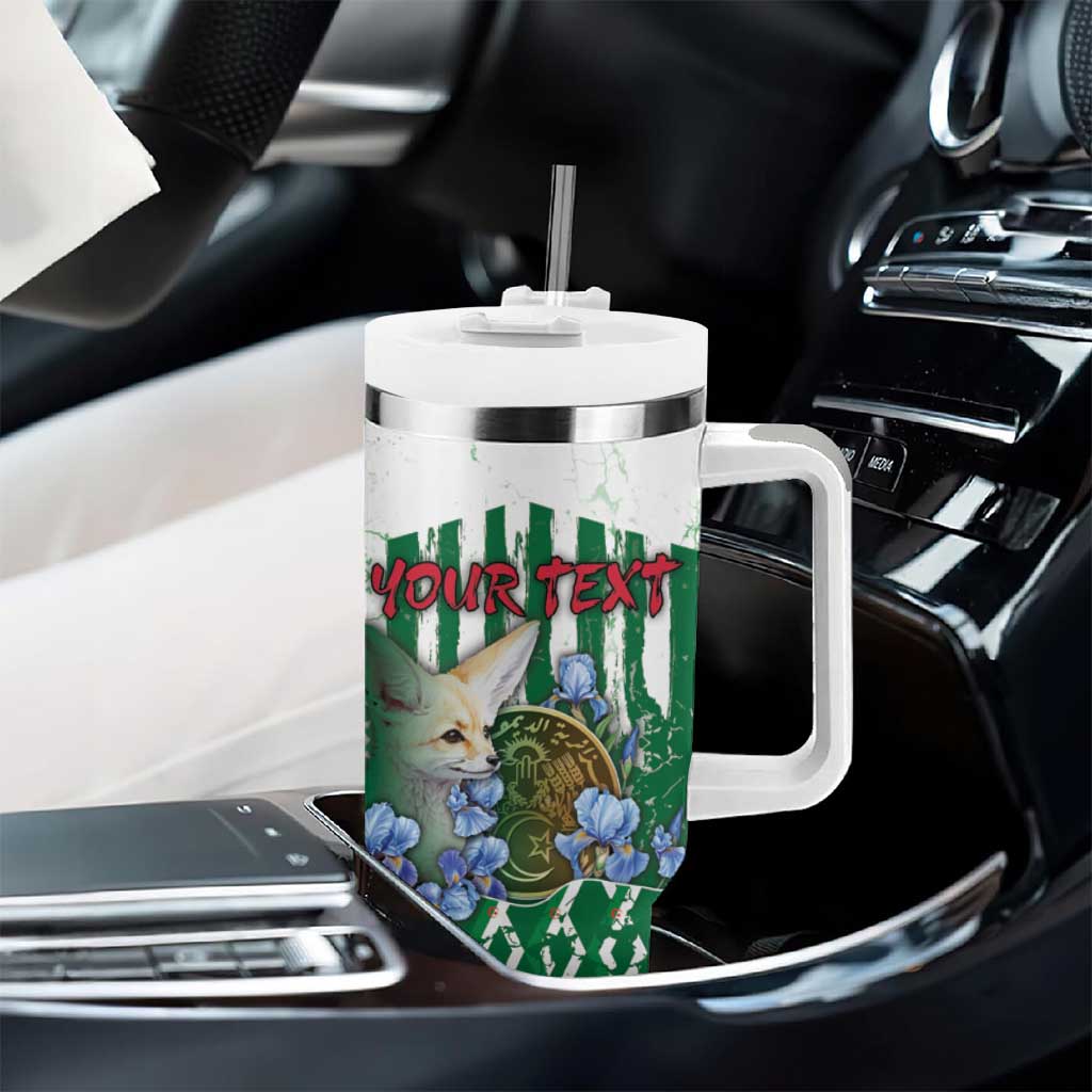 Personalized Algeria Tumbler With Handle Fennec And Iris Grunge Style - Wonder Print Shop