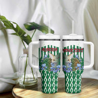 Personalized Algeria Tumbler With Handle Fennec And Iris Grunge Style - Wonder Print Shop