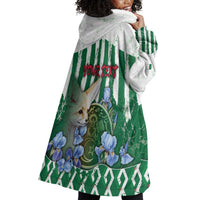 Personalized Algeria Wearable Blanket Hoodie Fennec And Iris Grunge Style - Wonder Print Shop