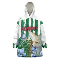 Personalized Algeria Wearable Blanket Hoodie Fennec And Iris Grunge Style - Wonder Print Shop