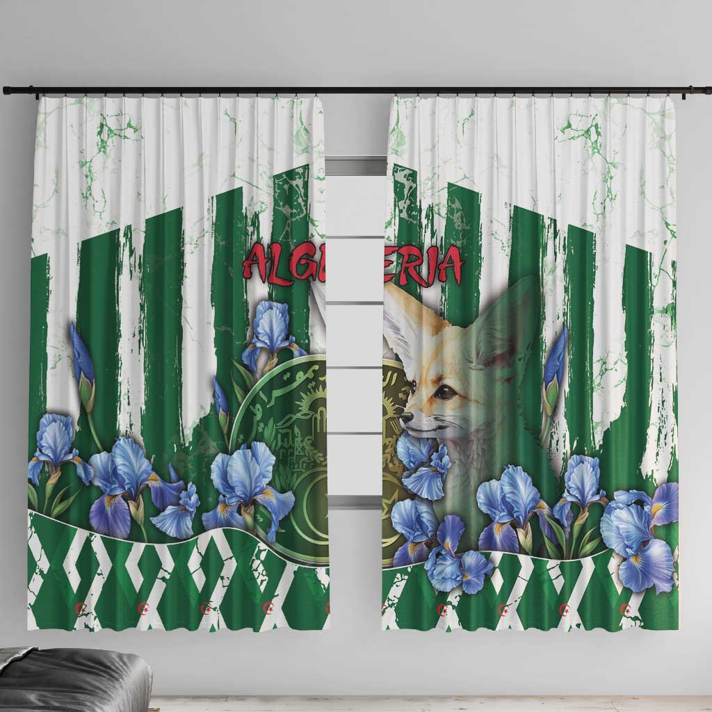 Algeria Window Curtain Fennec And Iris Grunge Style - Wonder Print Shop