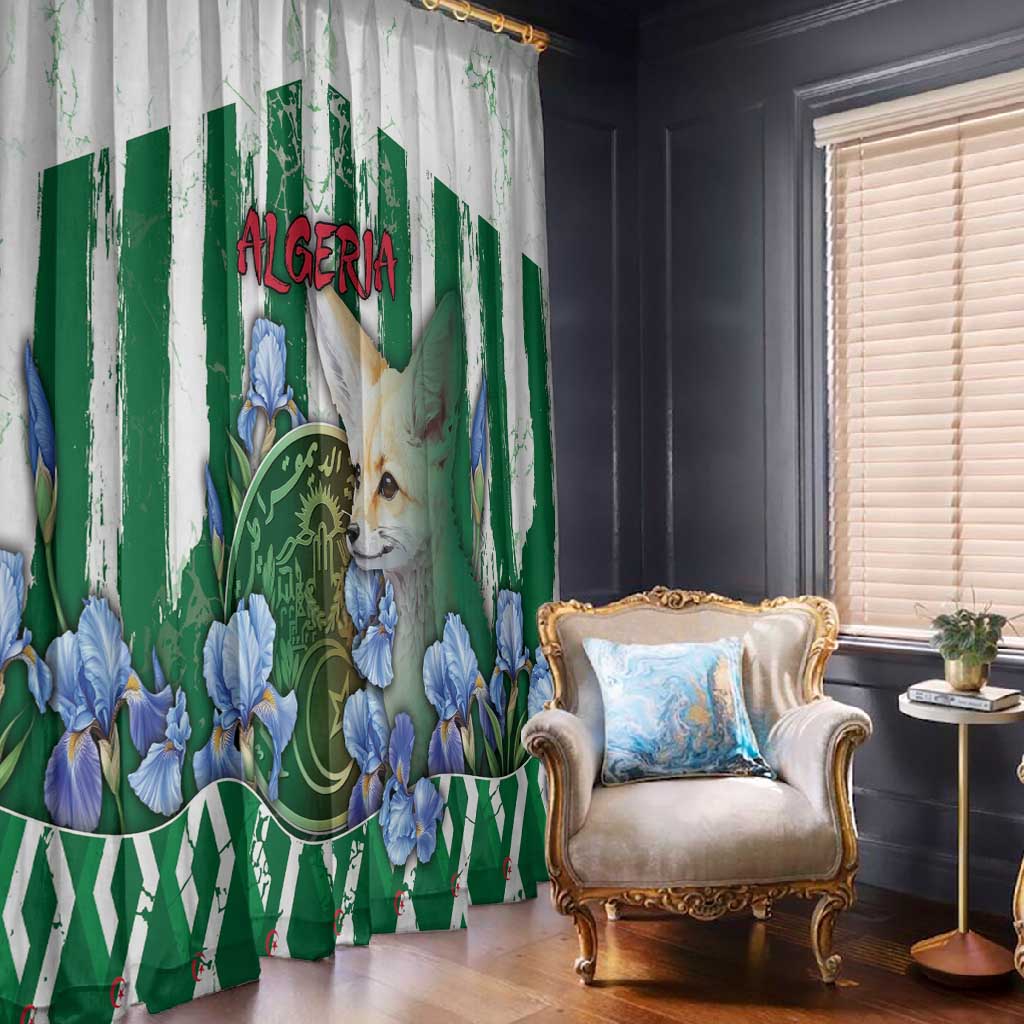 Algeria Window Curtain Fennec And Iris Grunge Style - Wonder Print Shop