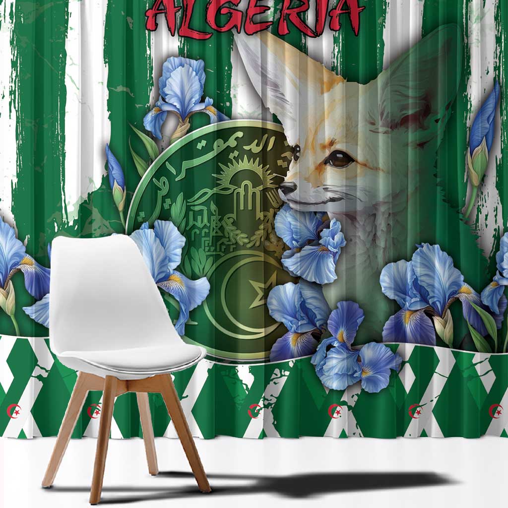 Algeria Window Curtain Fennec And Iris Grunge Style - Wonder Print Shop