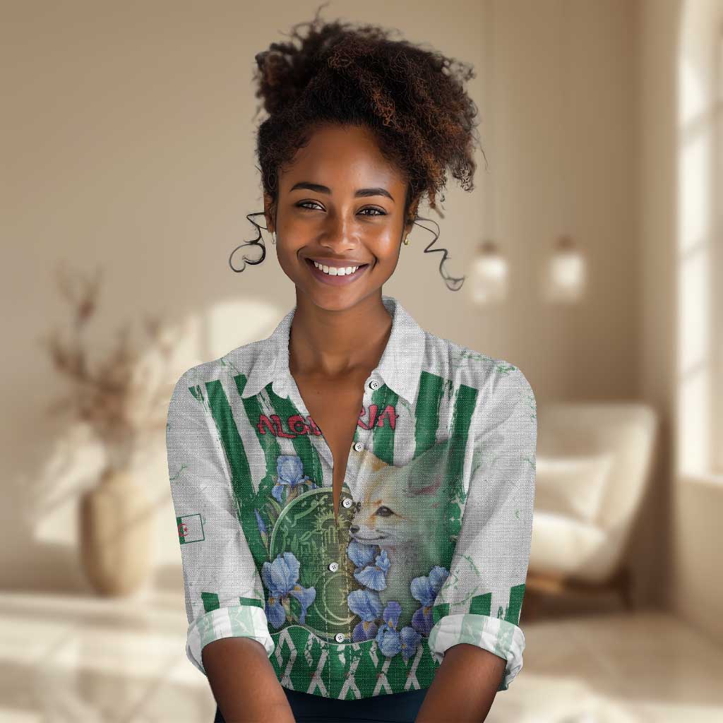 Personalized Algeria Women Casual Shirt Fennec And Iris Grunge Style - Wonder Print Shop