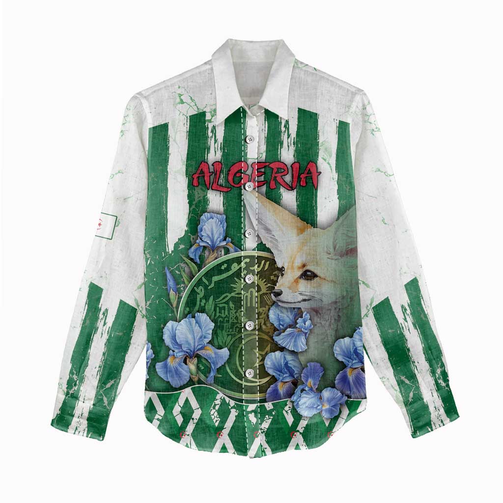 Personalized Algeria Women Casual Shirt Fennec And Iris Grunge Style - Wonder Print Shop