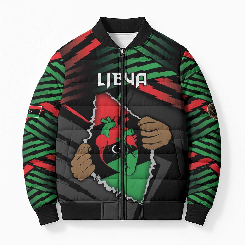 Personalized Libya In My Veins Bomber Puffer Jacket - Wonder Print Shop