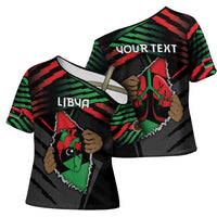 Personalized Libya In My Veins Cross Shoulder Shirt - Wonder Print Shop