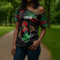 Personalized Libya In My Veins Cross Shoulder Shirt - Wonder Print Shop