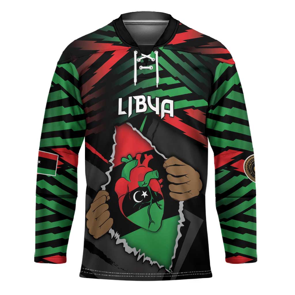 Personalized Libya In My Veins Hockey Jersey - Wonder Print Shop