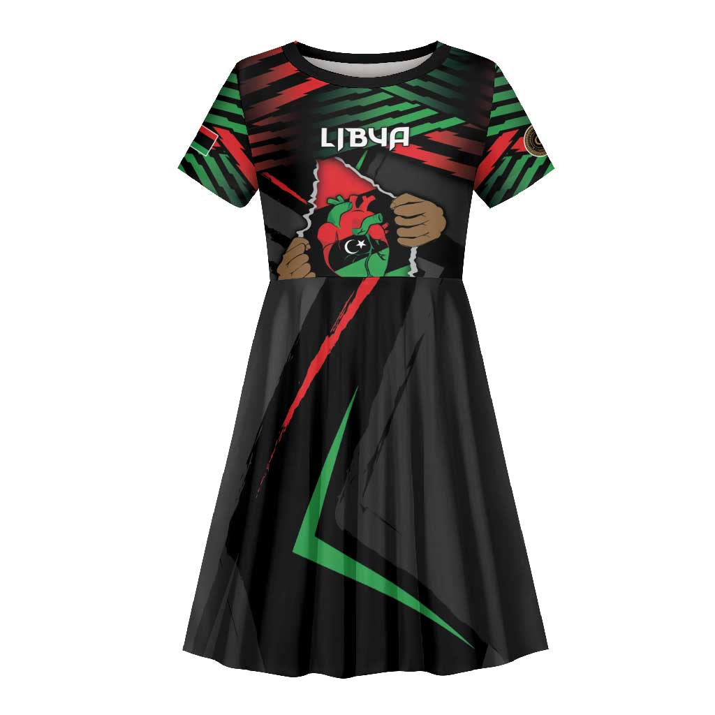 Personalized Libya In My Veins Kid Short Sleeve Dress - Wonder Print Shop