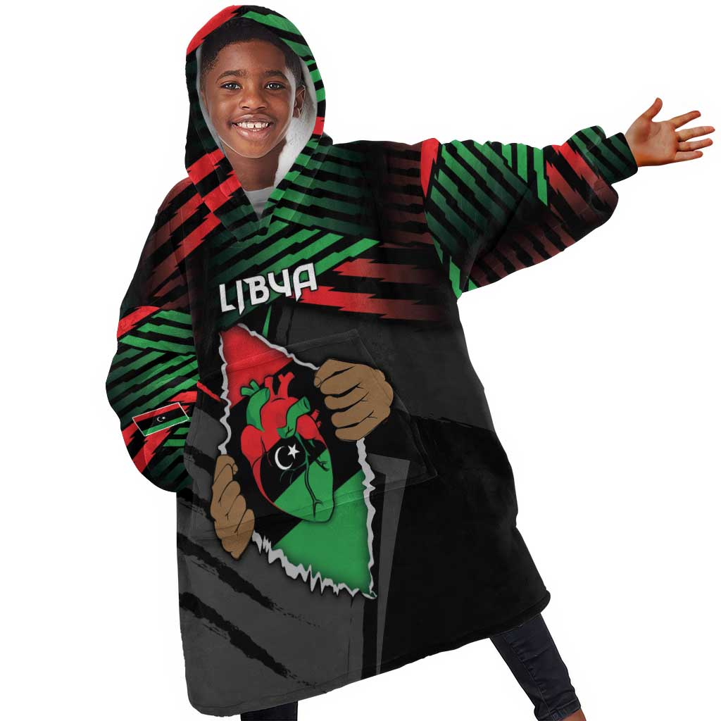 Personalized Libya In My Veins Kid Wearable Blanket Hoodie - Wonder Print Shop