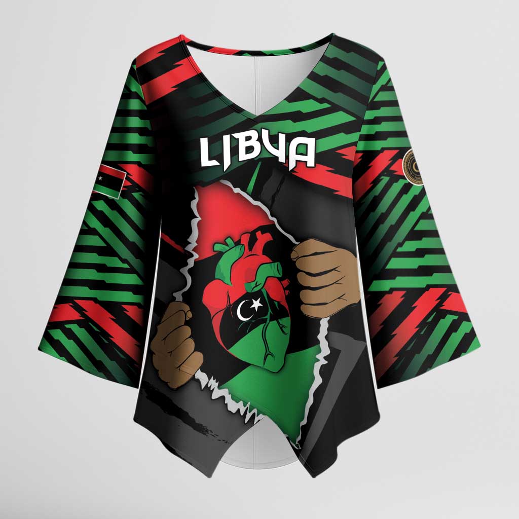 Personalized Libya In My Veins Kimono Sleeve Blouse - Wonder Print Shop