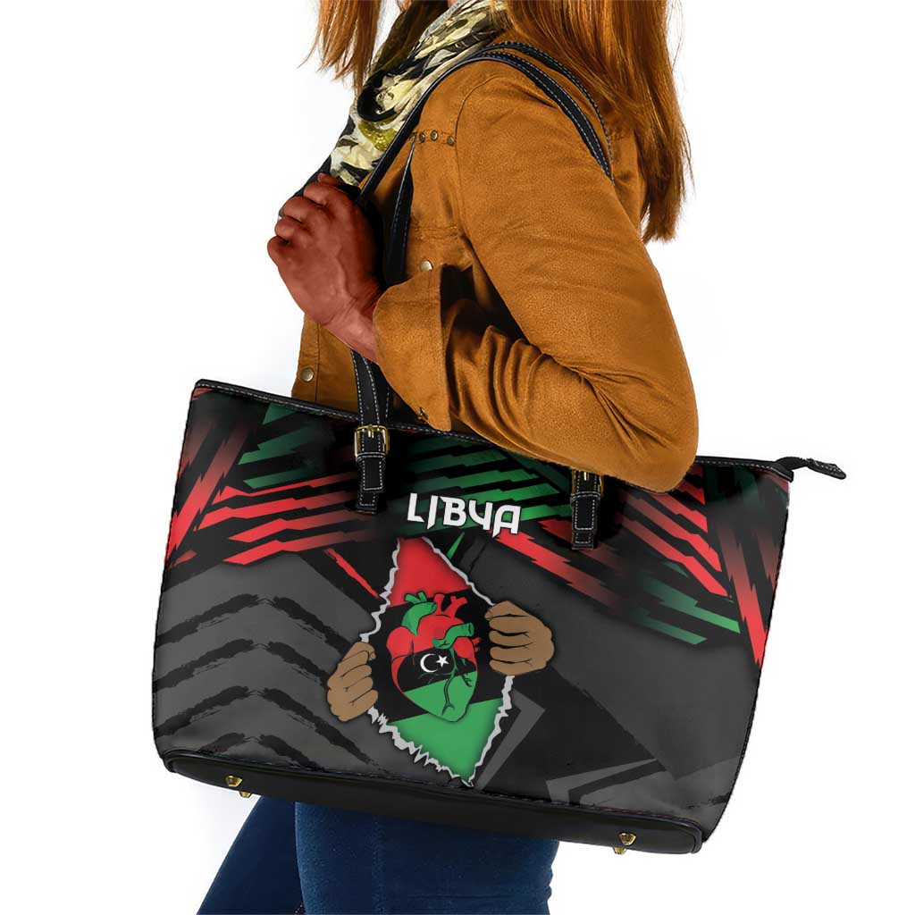 Libya In My Veins Leather Tote Bag - Wonder Print Shop