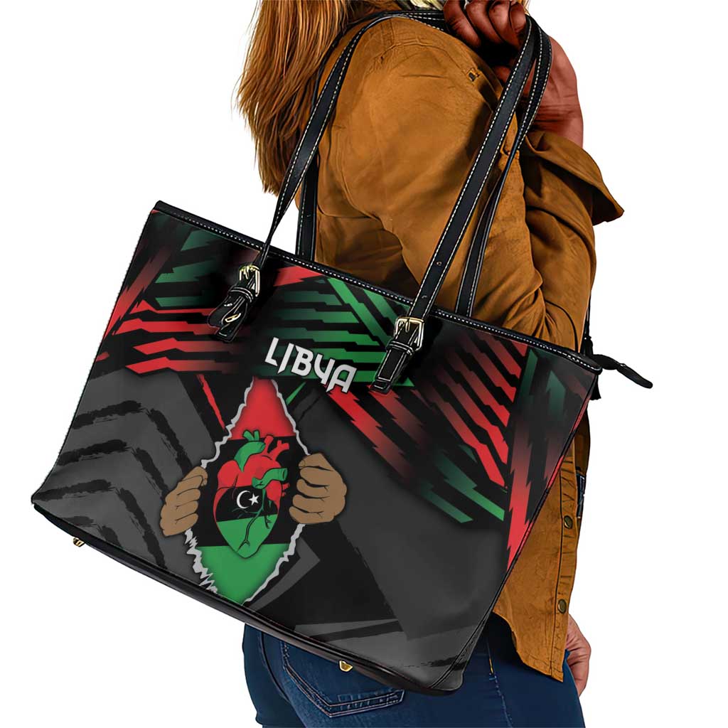 Libya In My Veins Leather Tote Bag - Wonder Print Shop