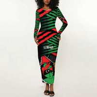 Personalized Libya In My Veins Long Sleeve Bodycon Dress - Wonder Print Shop