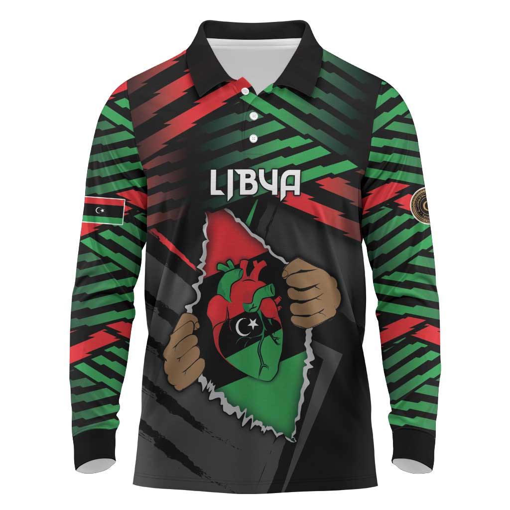 Personalized Libya In My Veins Long Sleeve Polo Shirt - Wonder Print Shop