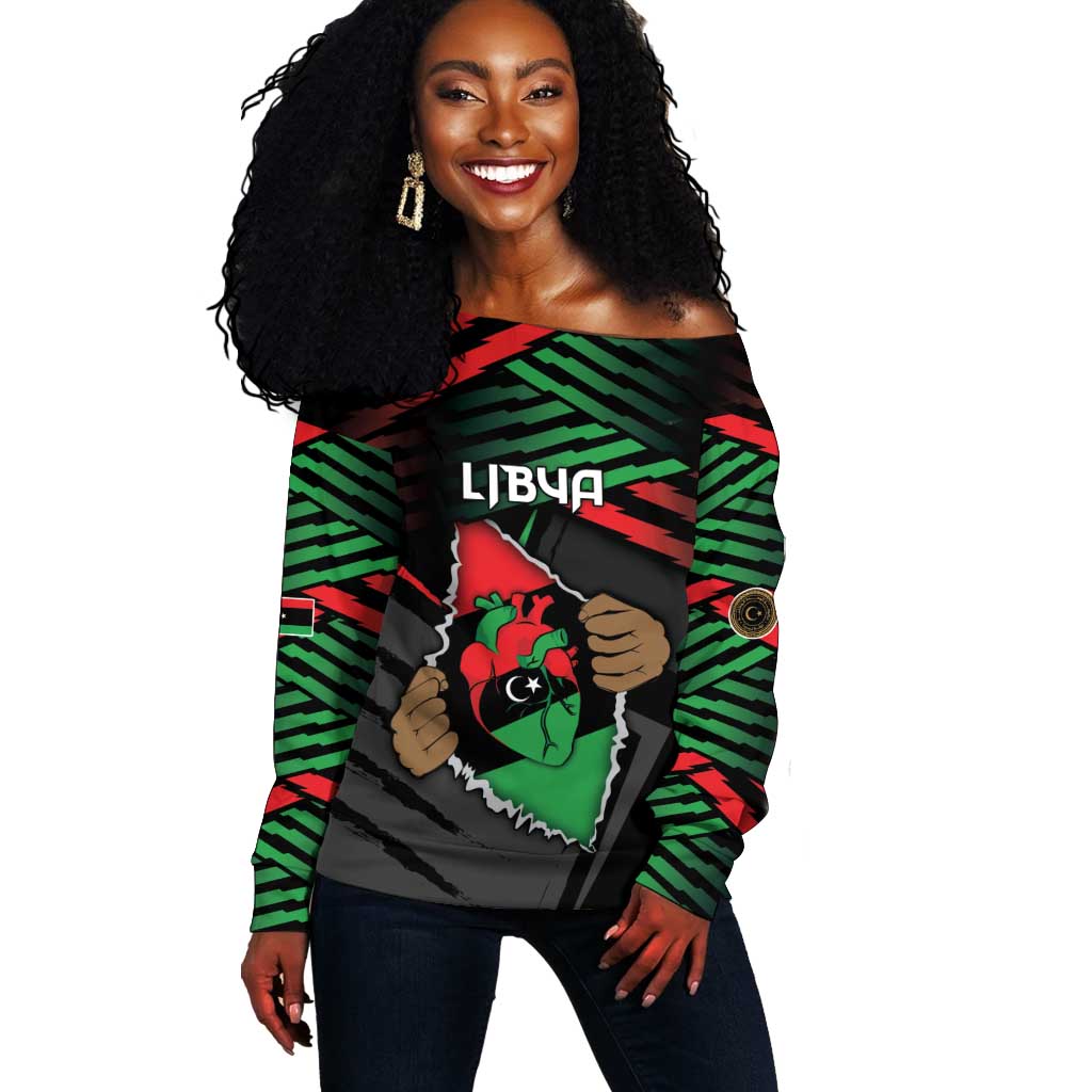 Personalized Libya In My Veins Off Shoulder Sweater - Wonder Print Shop