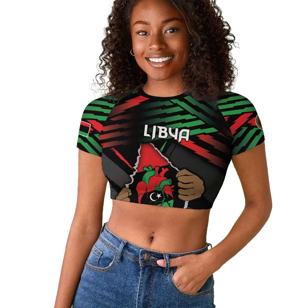 Personalized Libya In My Veins Raglan Cropped T shirt - Wonder Print Shop