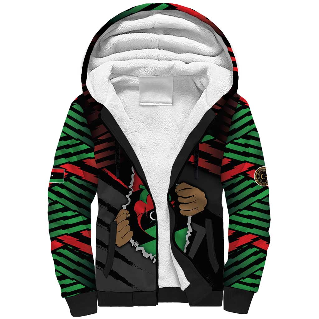 Personalized Libya In My Veins Sherpa Hoodie - Wonder Print Shop