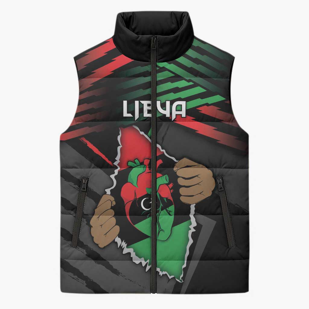 Personalized Libya In My Veins Sleeveless Puffer Jacket - Wonder Print Shop
