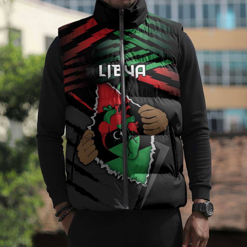 Personalized Libya In My Veins Sleeveless Puffer Jacket - Wonder Print Shop