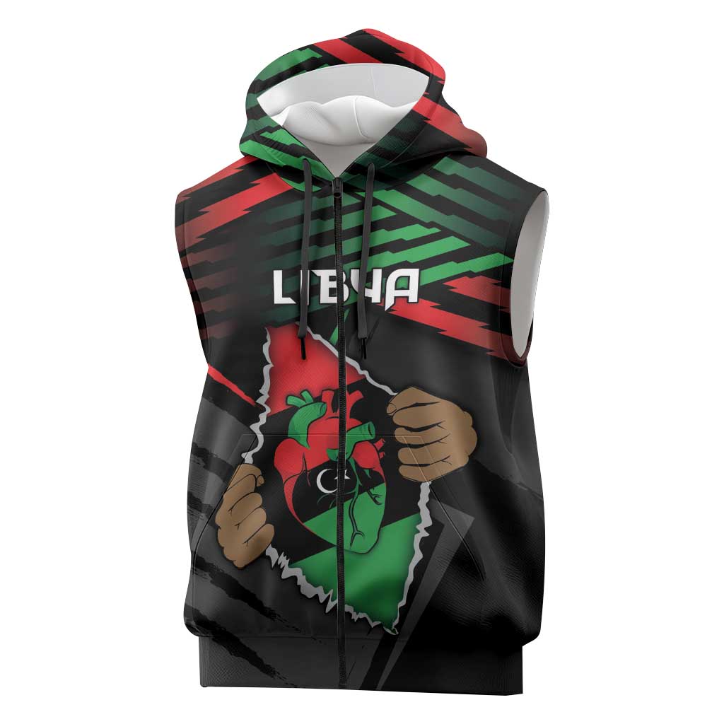 Personalized Libya In My Veins Sleeveless Zip Hoodie - Wonder Print Shop