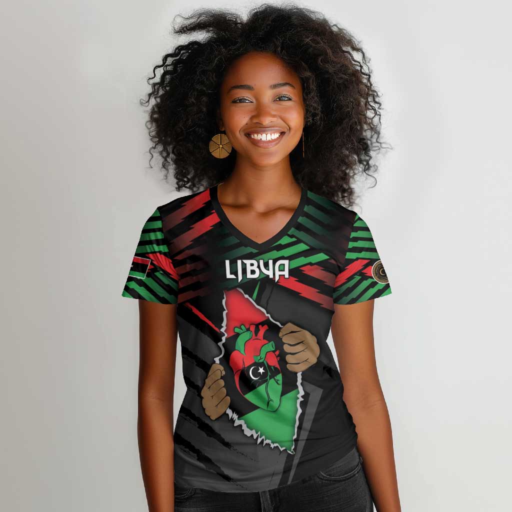Personalized Libya In My Veins Women V-Neck T-Shirt - Wonder Print Shop