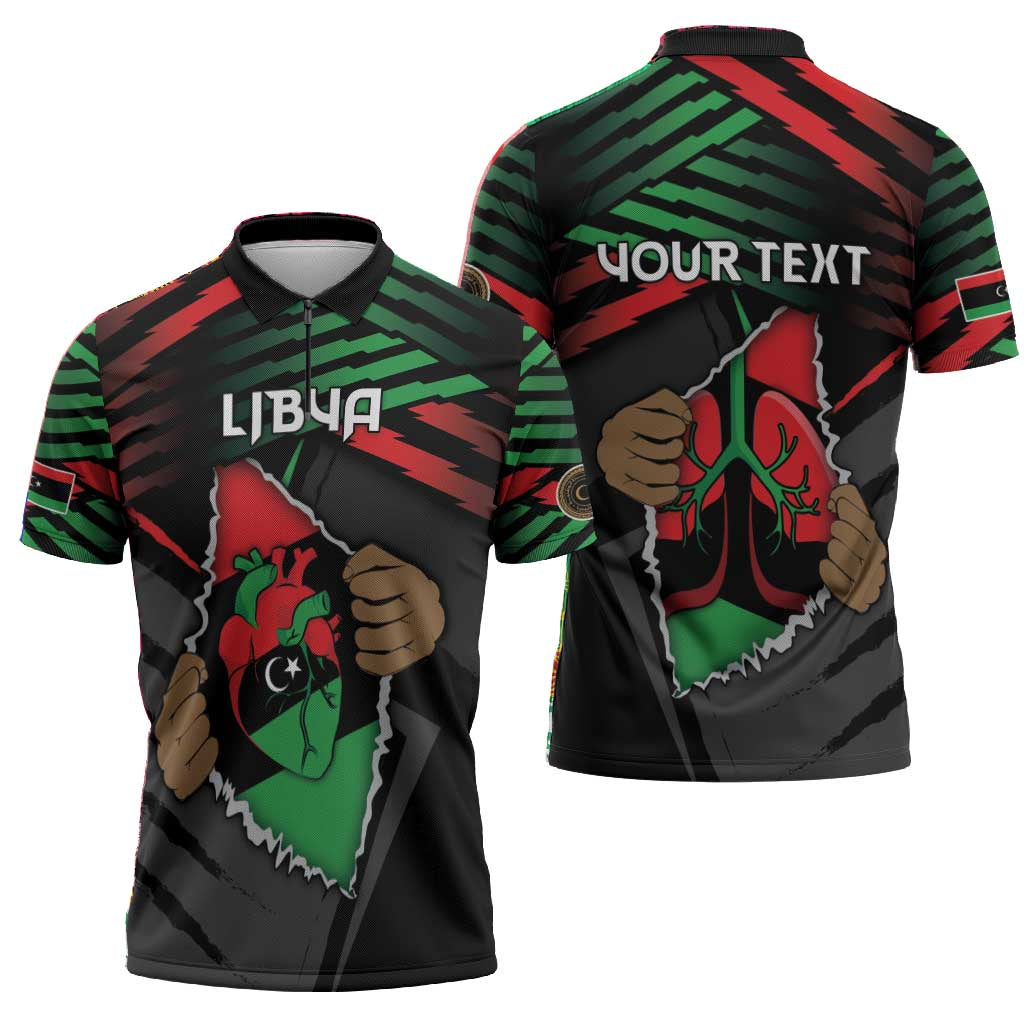 Personalized Libya In My Veins Zipper Polo Shirt - Wonder Print Shop