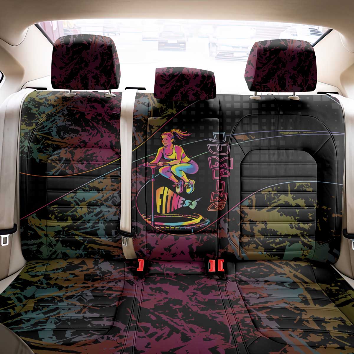 Jumping Fitness Back Car Seat Cover Trampoline Workout Pop Art