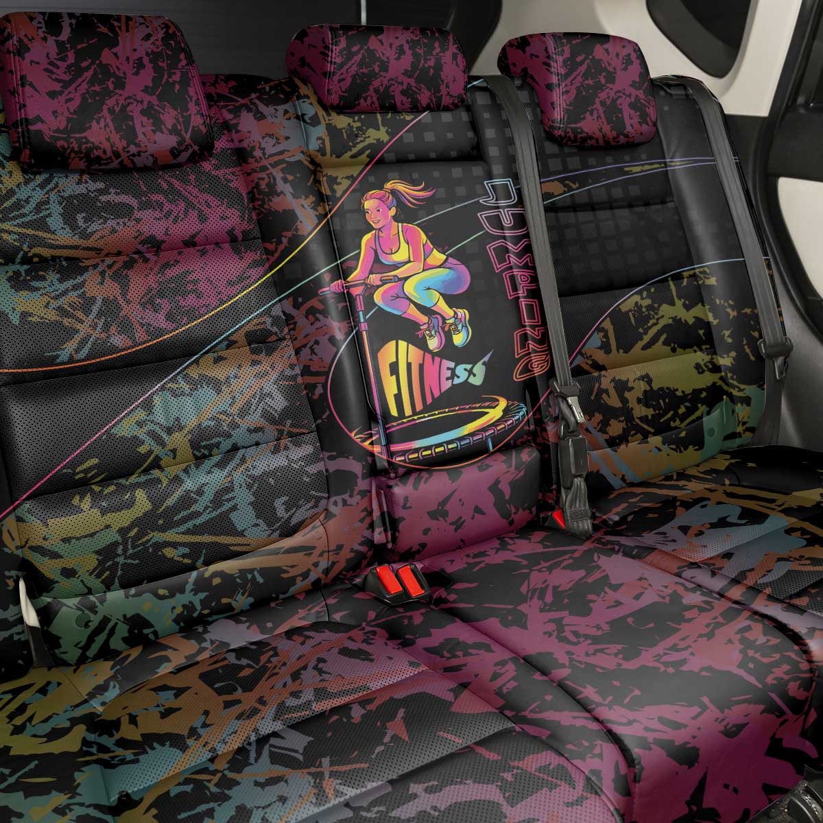 Jumping Fitness Back Car Seat Cover Trampoline Workout Pop Art