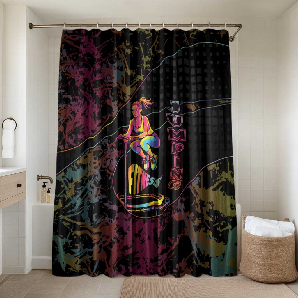 Jumping Fitness Bathroom Set Trampoline Workout Pop Art