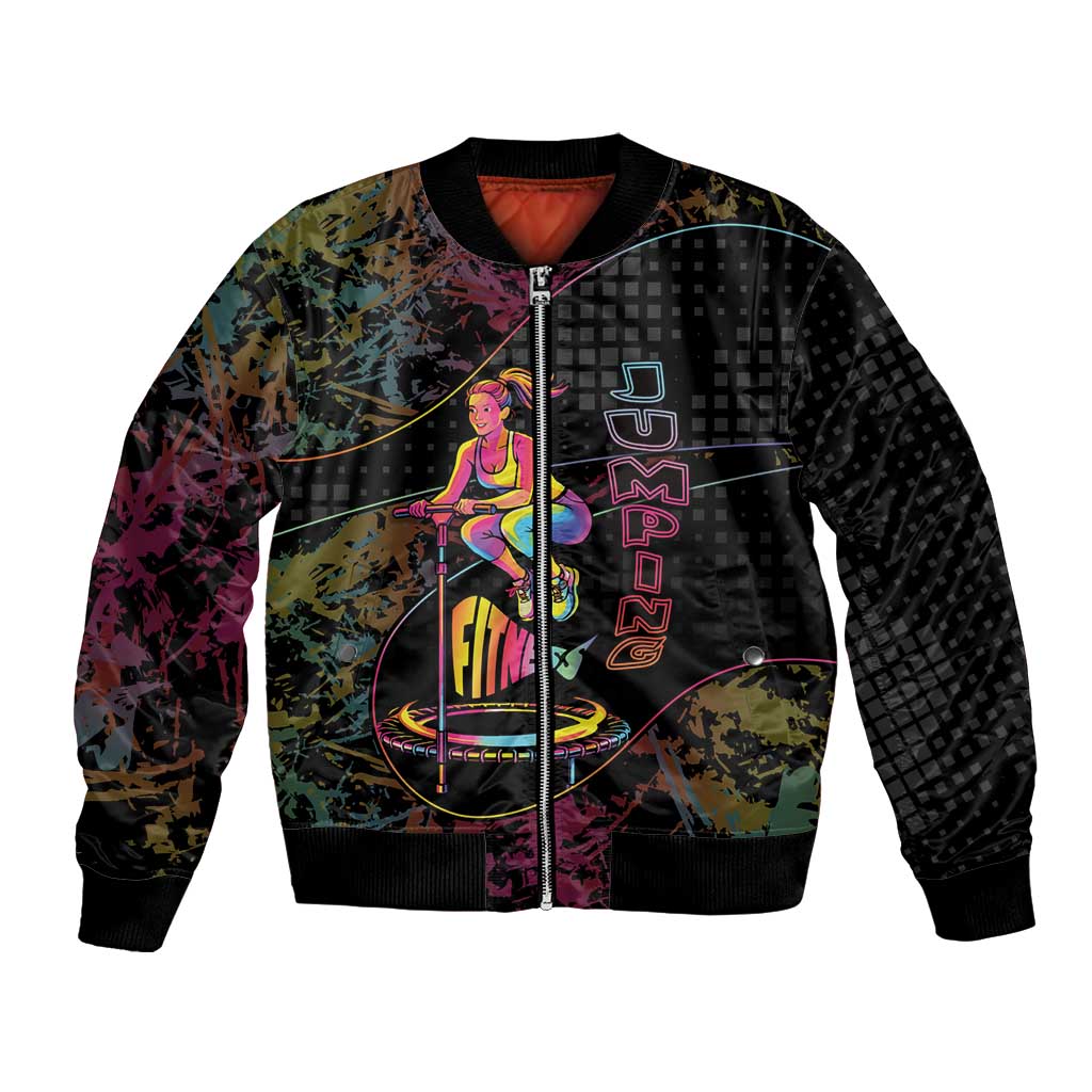 Personalized Jumping Fitness Bomber Jacket Trampoline Workout Pop Art