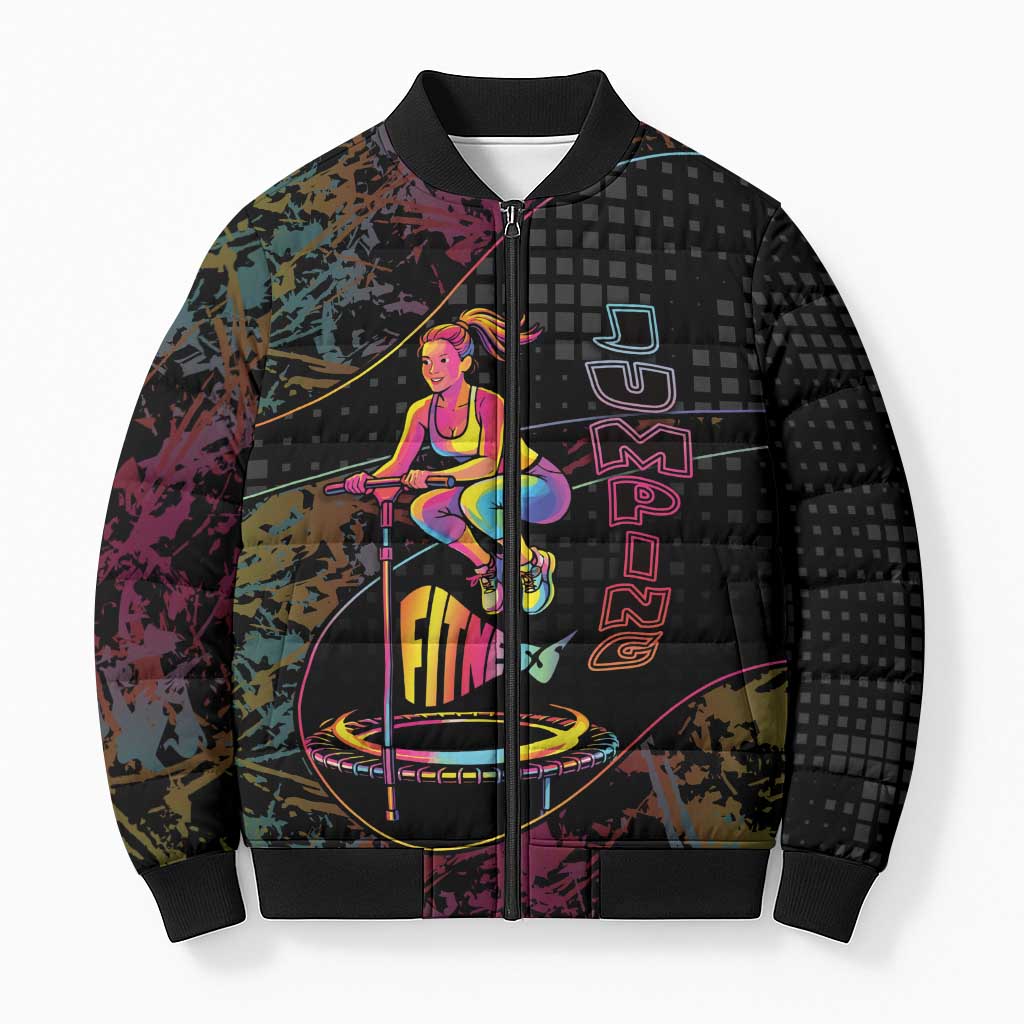 Personalized Jumping Fitness Bomber Puffer Jacket Trampoline Workout Pop Art