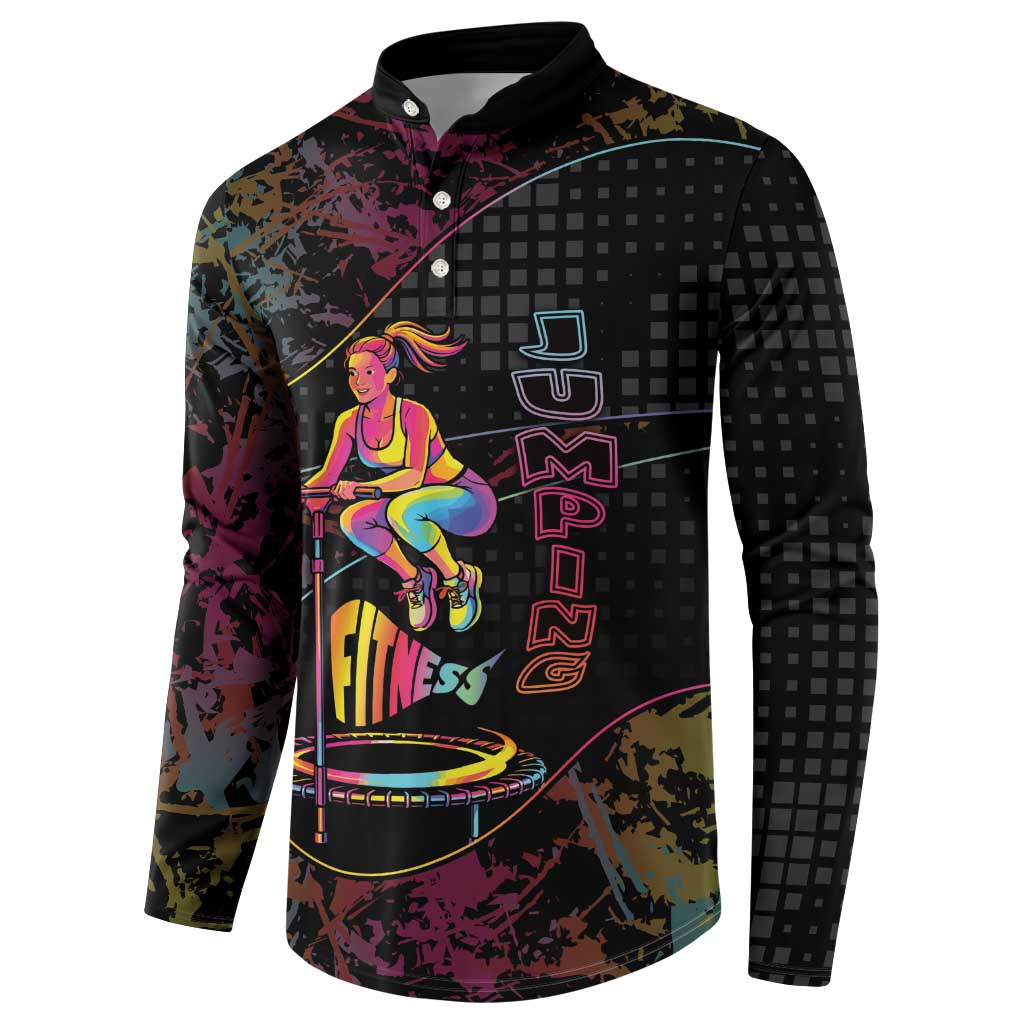 Personalized Jumping Fitness Button Sweatshirt Trampoline Workout Pop Art