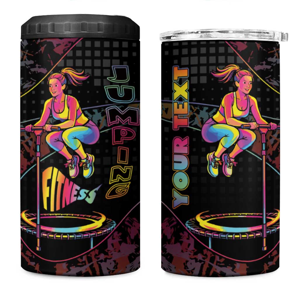 Personalized Jumping Fitness 4 in 1 Can Cooler Tumbler Trampoline Workout Pop Art