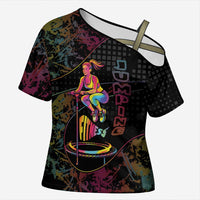 Personalized Jumping Fitness Cross Shoulder Shirt Trampoline Workout Pop Art