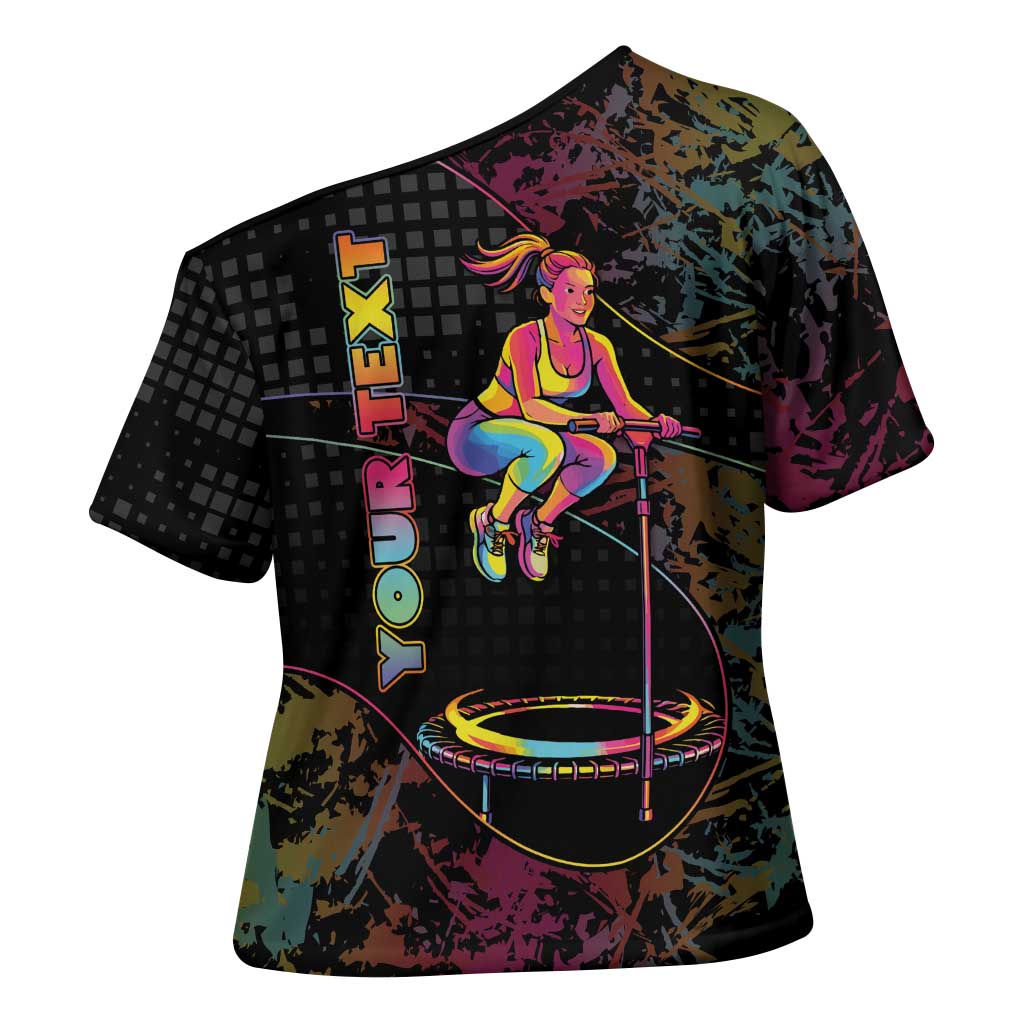 Personalized Jumping Fitness Cross Shoulder Shirt Trampoline Workout Pop Art