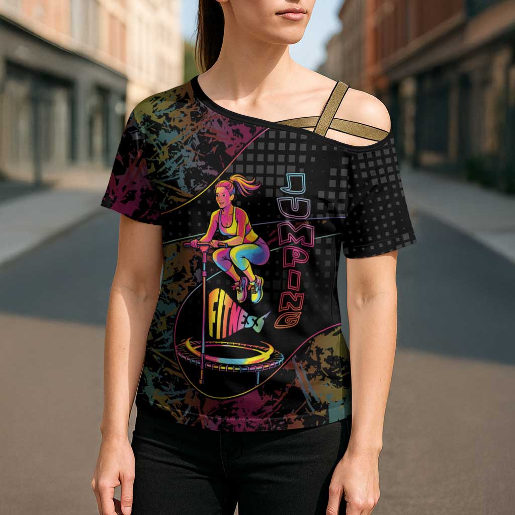 Personalized Jumping Fitness Cross Shoulder Shirt Trampoline Workout Pop Art