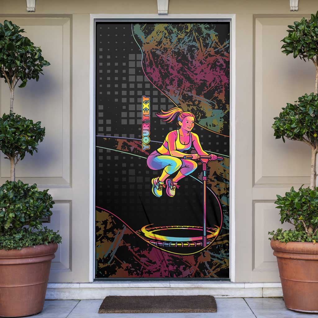 Personalized Jumping Fitness Door Cover Trampoline Workout Pop Art