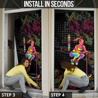 Personalized Jumping Fitness Door Cover Trampoline Workout Pop Art