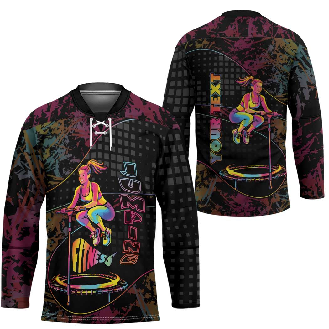Personalized Jumping Fitness Hockey Jersey Trampoline Workout Pop Art