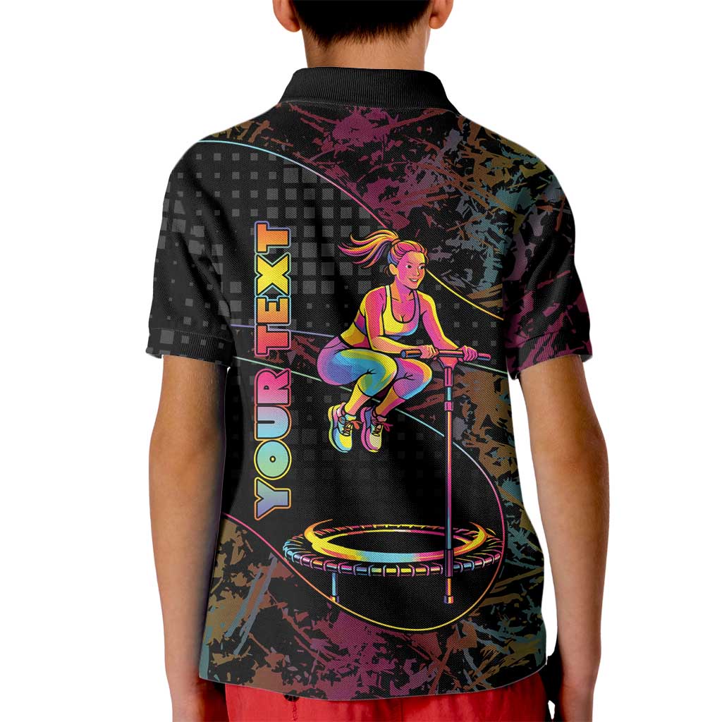 Personalized Jumping Fitness Kid Polo Shirt Trampoline Workout Pop Art