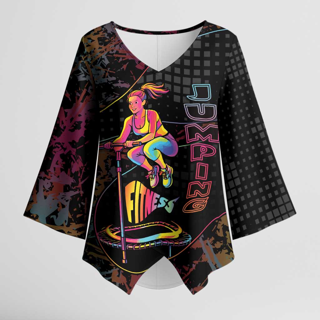 Personalized Jumping Fitness Kimono Sleeve Blouse Trampoline Workout Pop Art